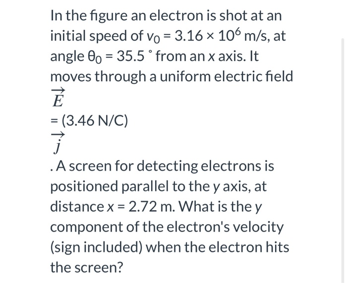 Solved In the figure an electron is shot at an initial speed | Chegg.com