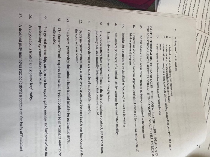 Solved 44. A "long arm statute enables A a the same C.