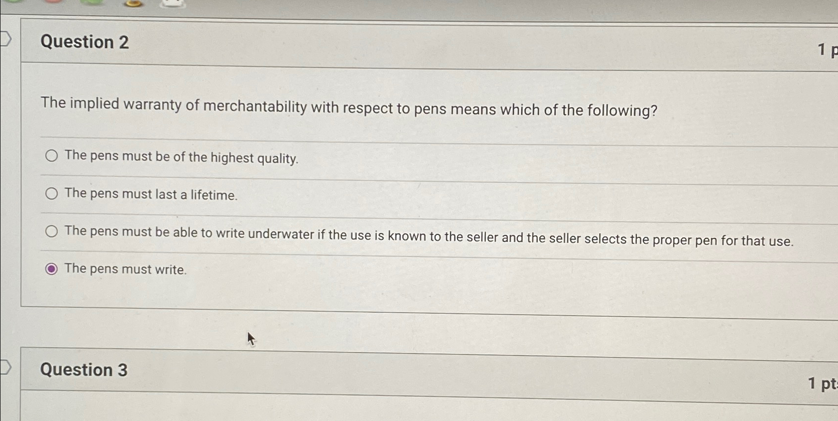 Solved Question 2The implied warranty of merchantability