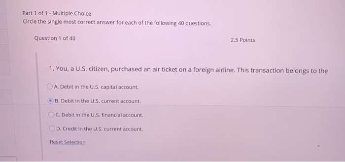 Solved Part 1 of 1 - Multiple Choice Circle the single most | Chegg.com