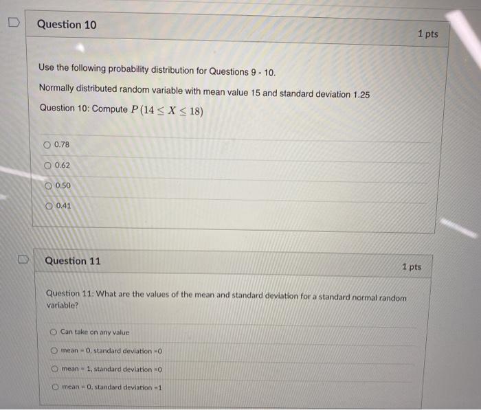 Solved Question 2 1 pts Question 2: For a standard normal | Chegg.com