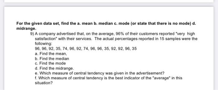 Solved For The Given Data Set, Find The A. Mean B. Median C. | Chegg.com