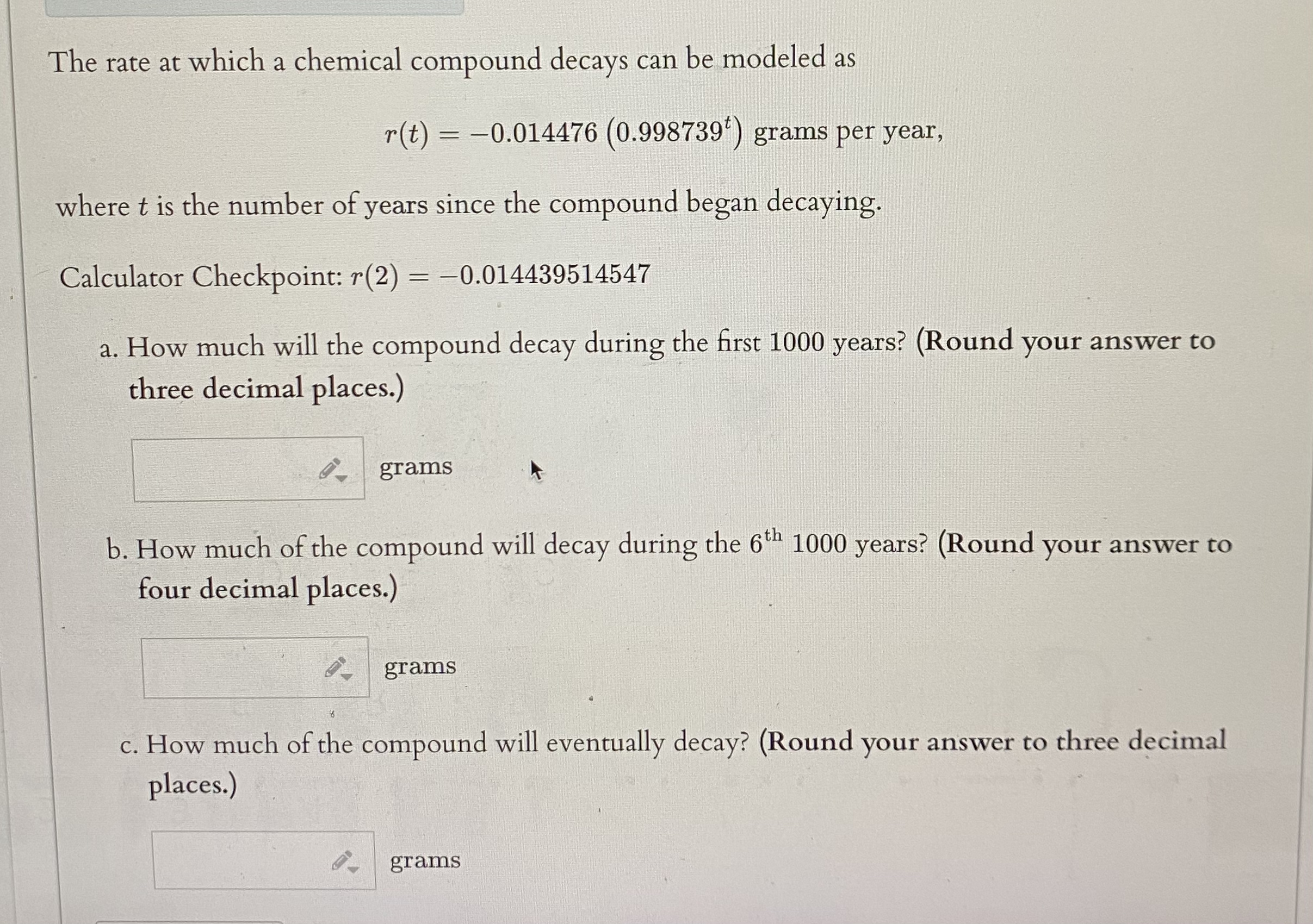 Solved The rate at which a chemical compound decays can be | Chegg.com