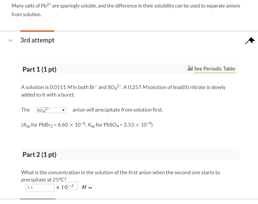 Solved Many salts of Pb2+ ﻿are sparingly soluble, and the | Chegg.com