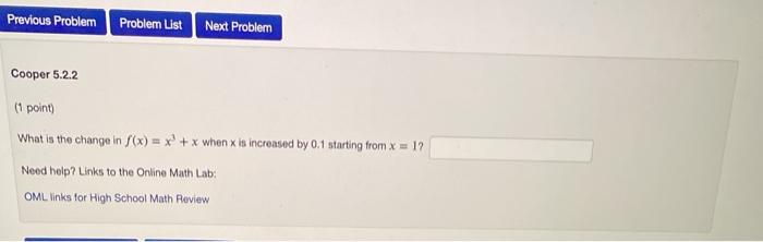 Solved Previous Problem Problem List Next Problem Cooper | Chegg.com