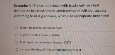 Solved Scenario: A 45 -year-old female with | Chegg.com