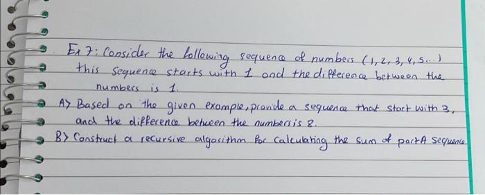 Solved Ex 7: Consider The Following Sequence Of Numbers | Chegg.com