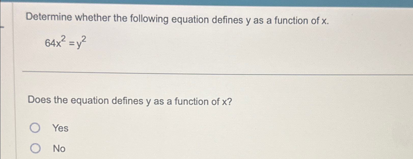 Solved Determine whether the following equation defines y | Chegg.com