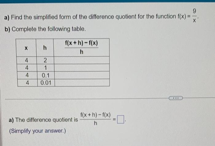 Solved a) Find the simplified form of the difference | Chegg.com