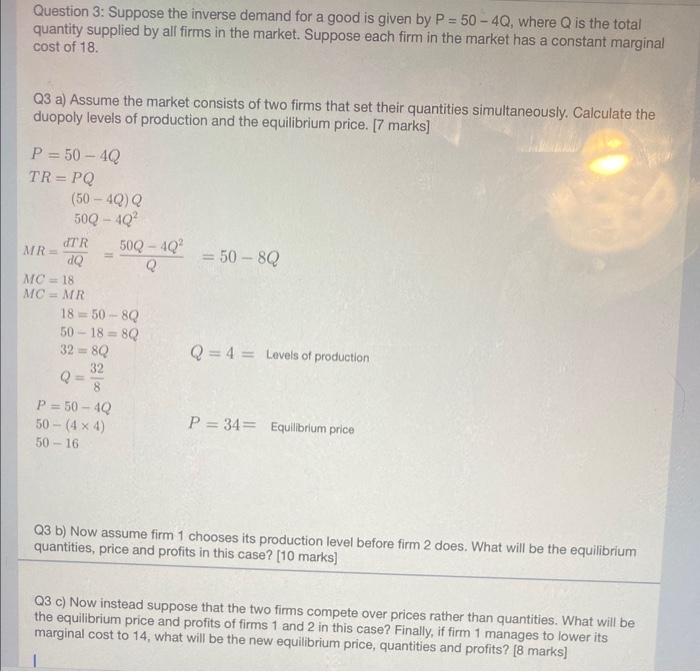 Solved ive worked out 3a but am stuck on 3b and 3c is 3a | Chegg.com