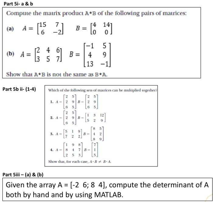 Solved COMPLETE IN MATLABPart 5i A B Compute The Matrix Chegg Com   Image