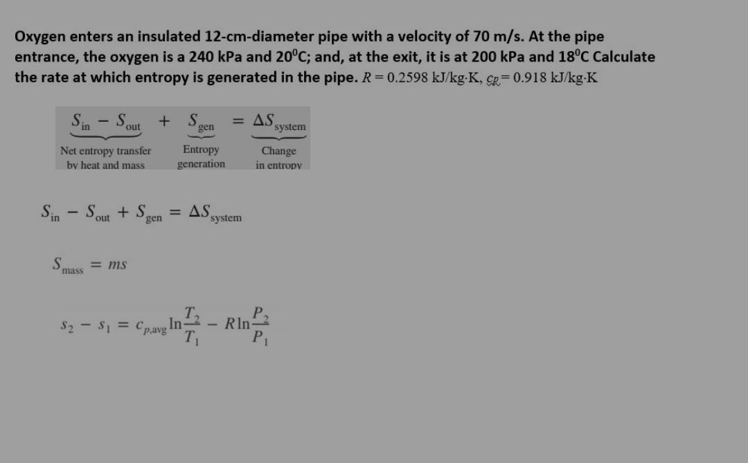 Solved Oxygen enters an insulated 12-cm-diameter pipe with a | Chegg.com
