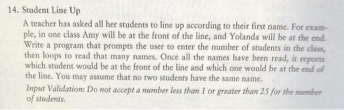 Solved 4. Student Line Up A teacher has asked all her | Chegg.com