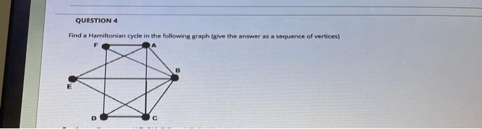 Solved QUESTION 4 Find a Hamiltonian cycle in the following | Chegg.com