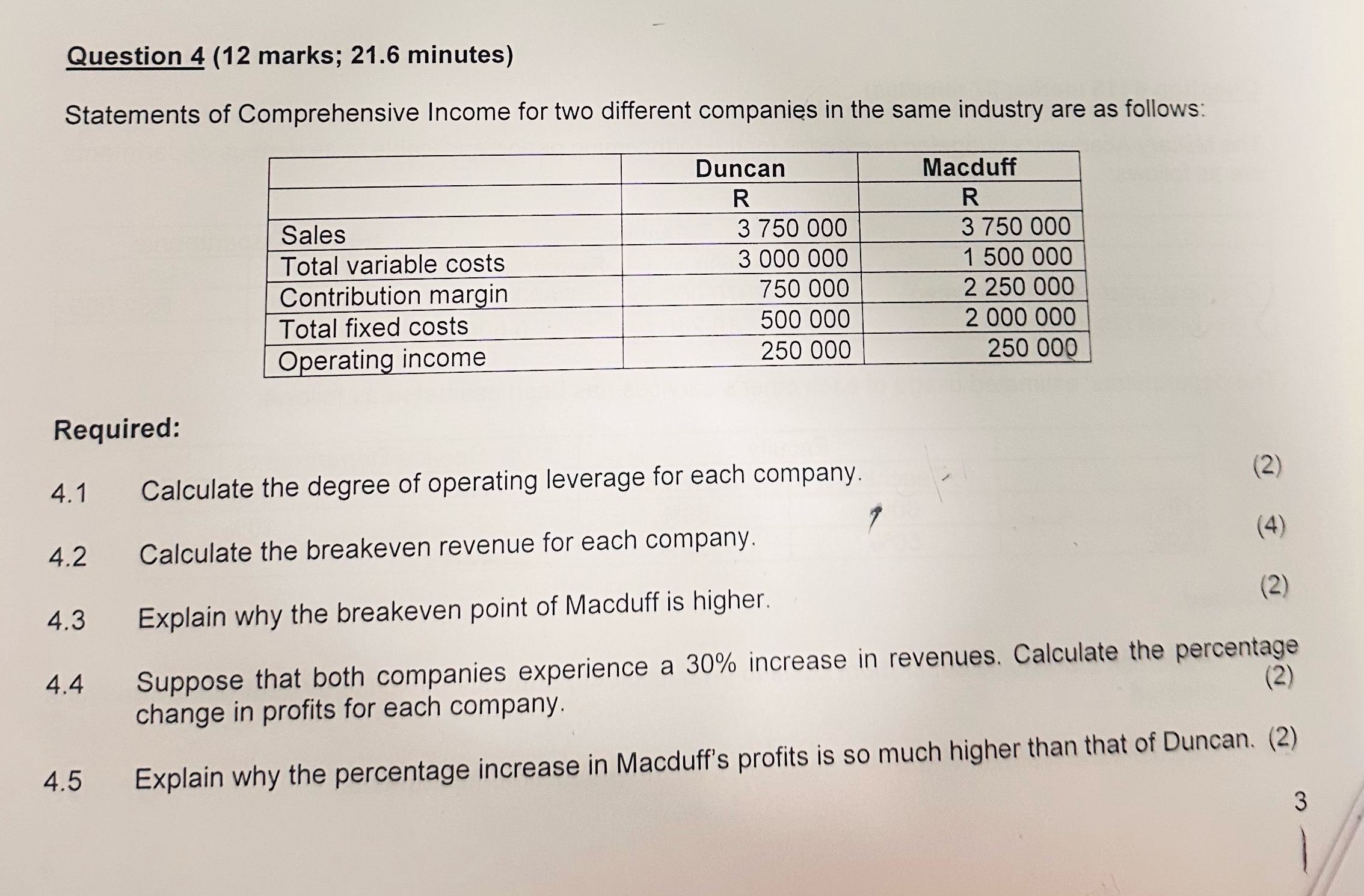 Solved Question 4 ( 12 ﻿marks; 21.6 ﻿minutes)Statements of | Chegg.com