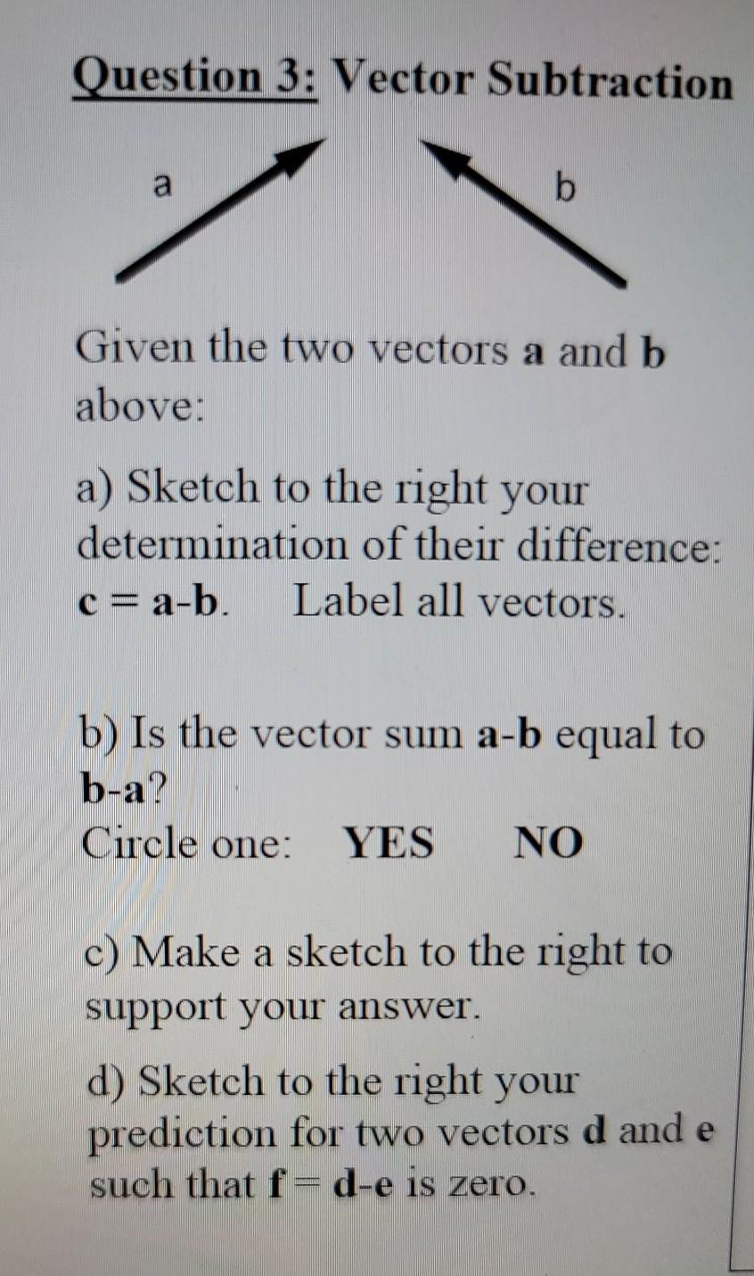 Solved Question 3: Vector Subtraction B Given The Two | Chegg.com