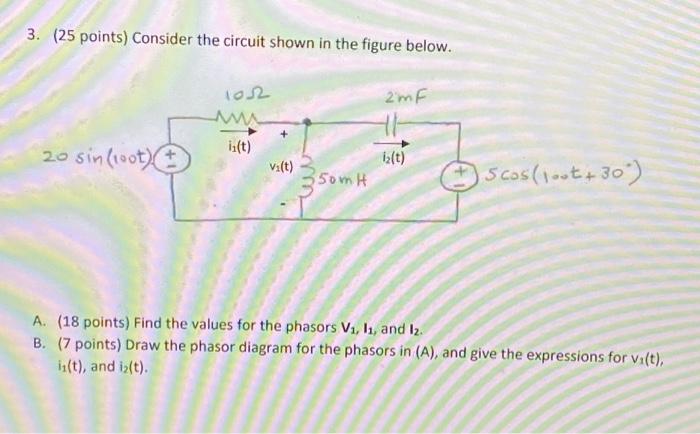 Solved 3. (25 points) Consider the circuit shown in the | Chegg.com