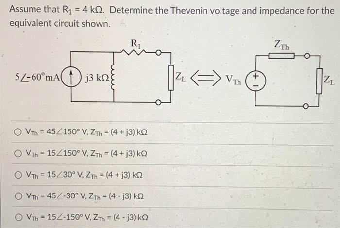 Solved Assume that R1=4kΩ. Determine the Thevenin voltage | Chegg.com