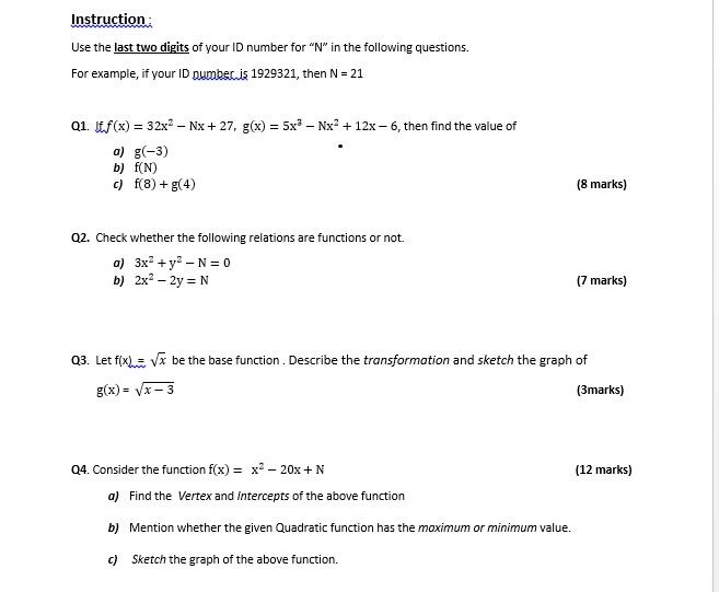 Solved Instruction Use The Last Two Digits Of Your Id Num Chegg Com