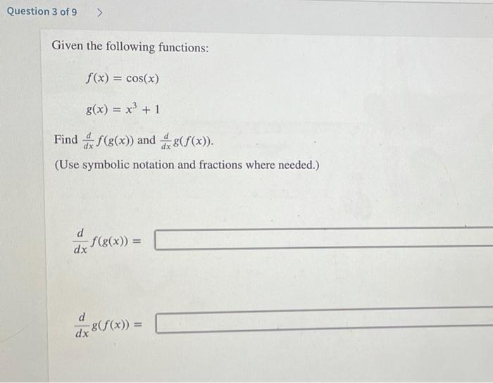 Solved Question 1 of 9 > Use the table of values to | Chegg.com