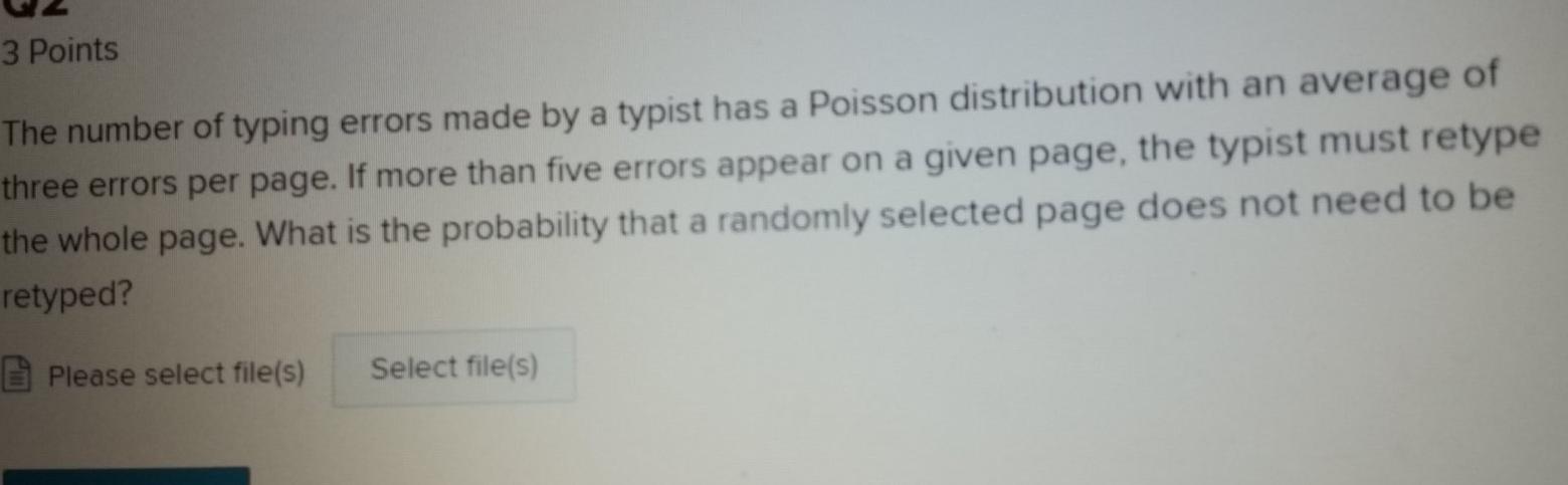 Solved 3 Points of The number of typing errors made by a | Chegg.com