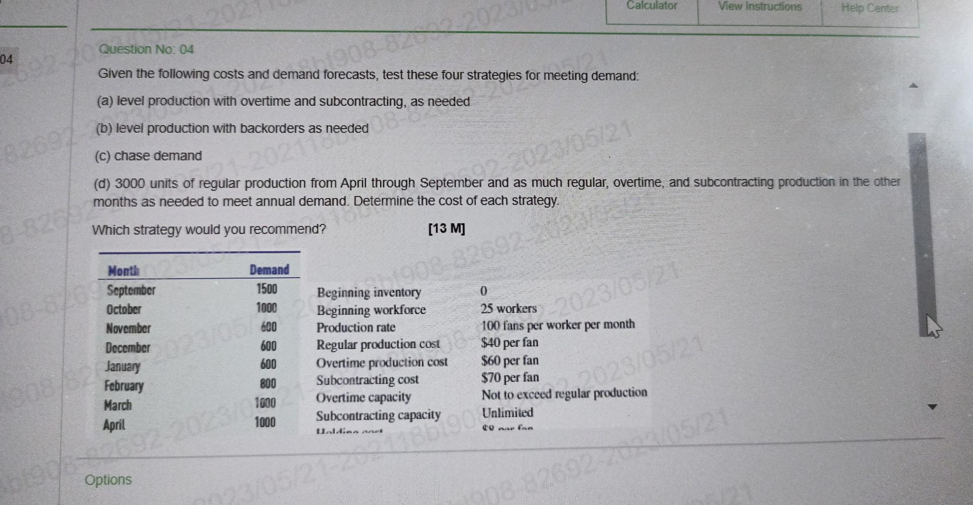 Solved Given The Following Costs And Demand Forecasts, Test | Chegg.com