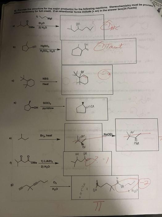 Solved a) 1) b) (4) c) Nes Heat e) o) ) 1) LiAlH4 2) H2O g) | Chegg.com