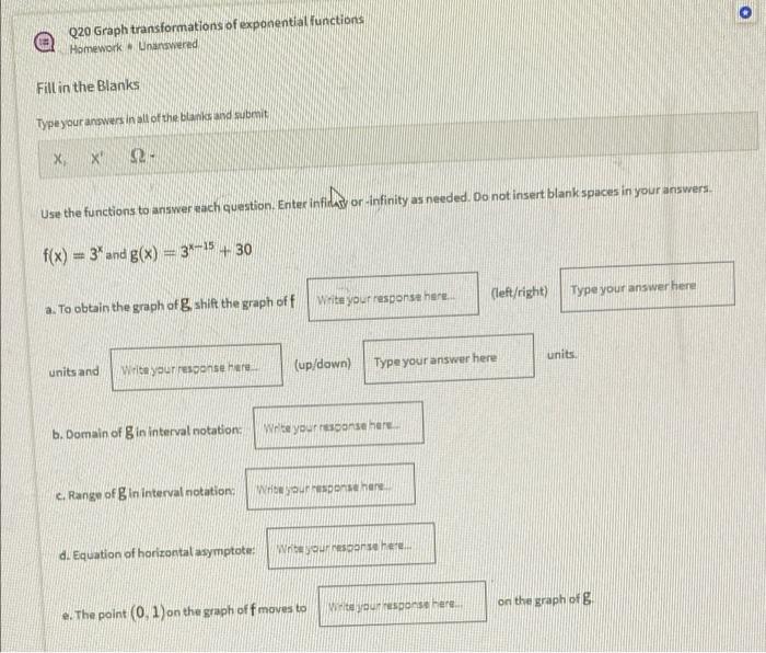 Solved o Q20 Graph transformations of exponential functions | Chegg.com