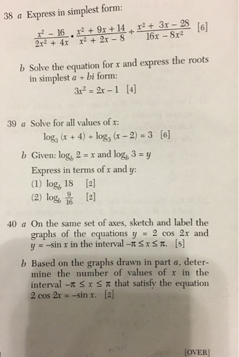 Solved 38 A Express In Simplest Form 16 X2 9x 14 R Chegg Com