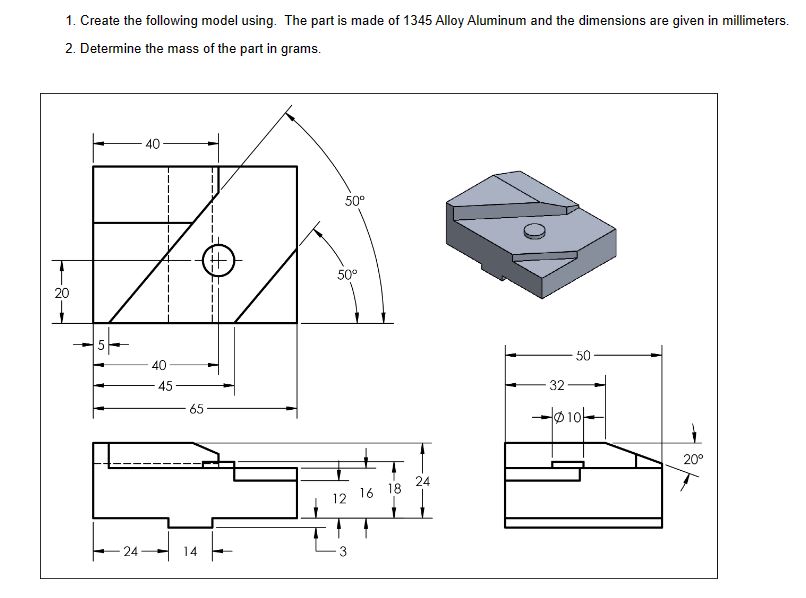 Solved Solidworks question-Create the following model using. | Chegg.com