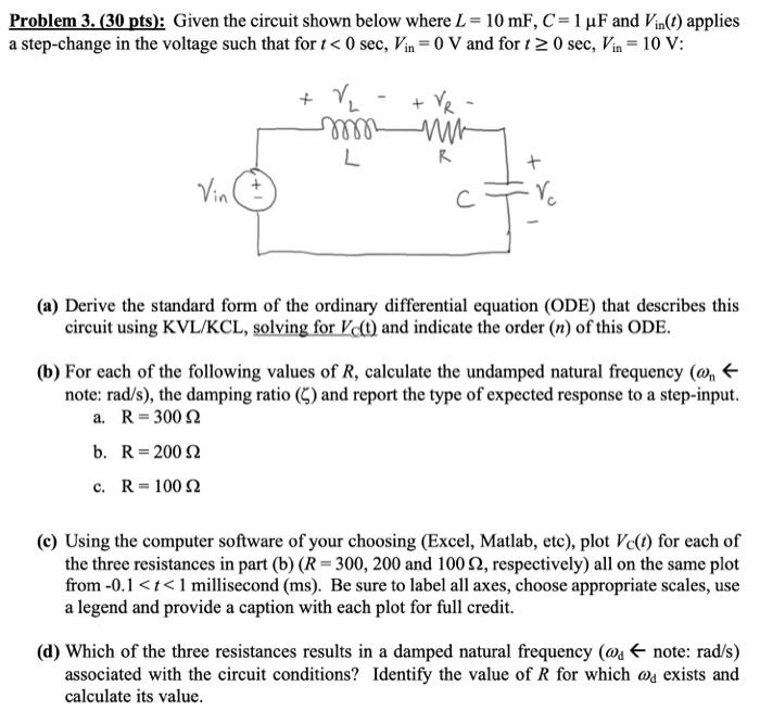 Solved Problem 3 30 Pts Given The Circuit Shown Below Chegg Com