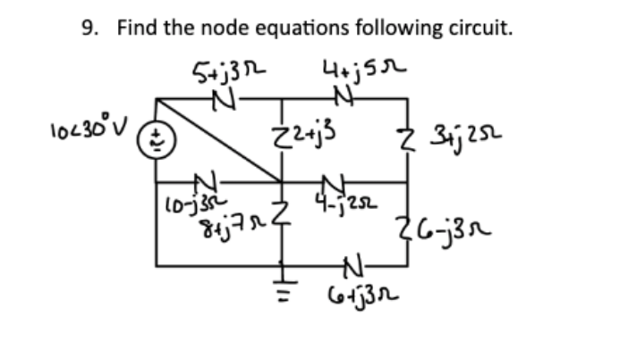 Solved Find the node equations following circuit.1 | Chegg.com