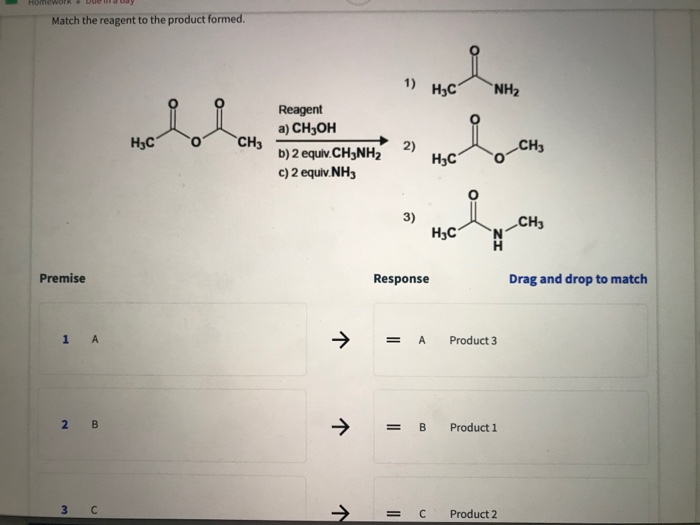 Solved Match the reagent to the product formed. 1) H₃C NH2 | Chegg.com