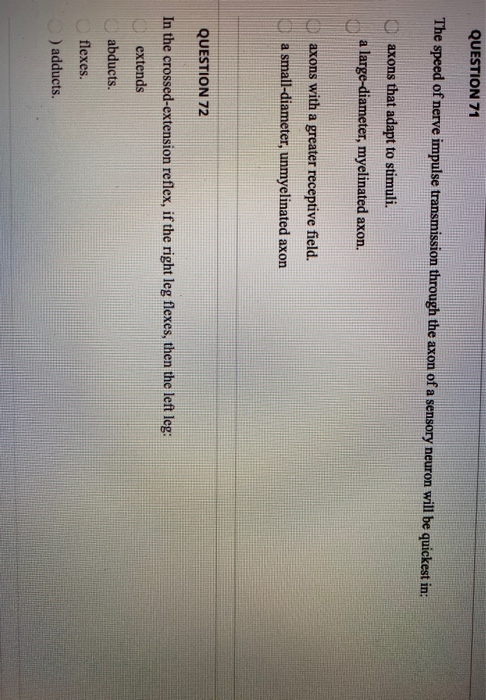 Solved QUESTION 71 The speed of nerve impulse transmission | Chegg.com