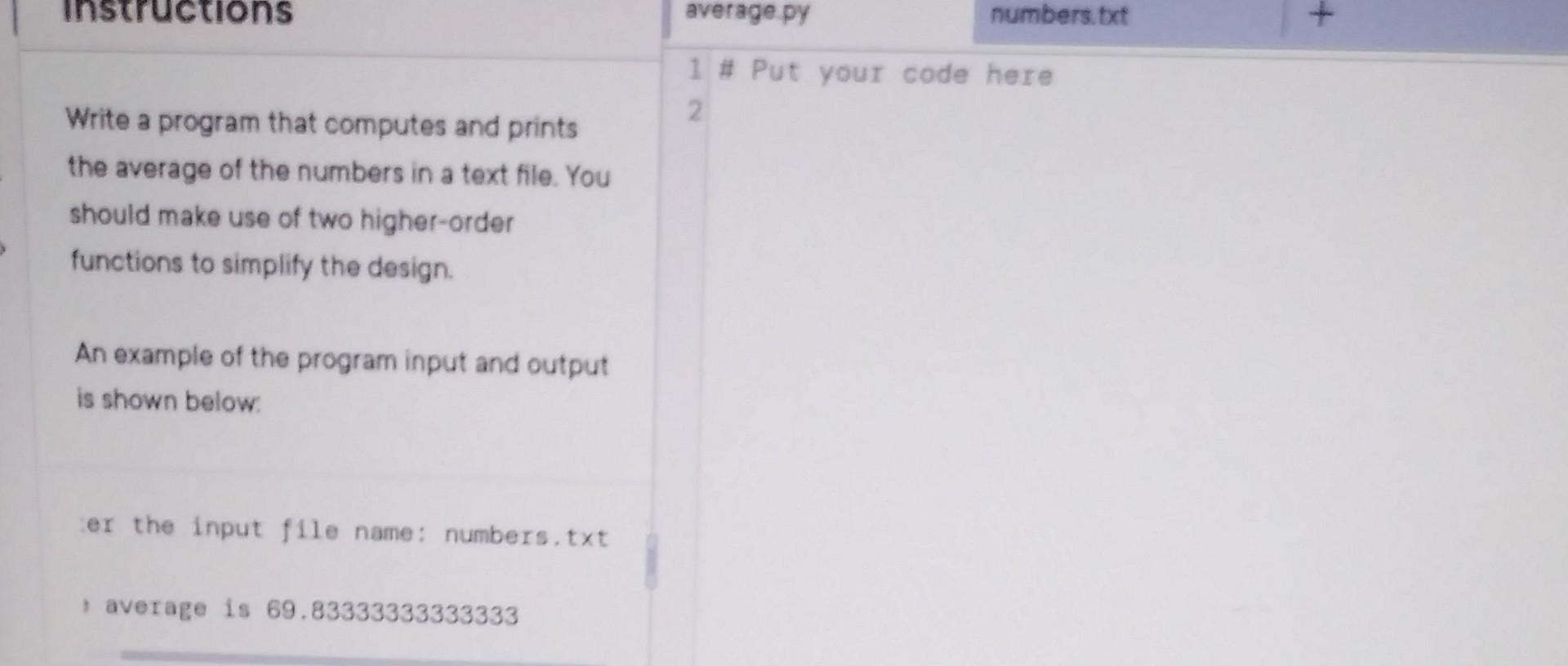 is shown below: Enter the input file name: numbers.1 | Chegg.com