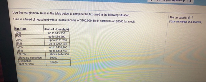 Solved O D Lunpiele Use The Marginal Tax Rates In The Table | Chegg.com