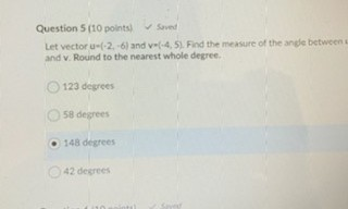 Solved Question 6 (10 points) Saved Let vector u=(4,10) | Chegg.com