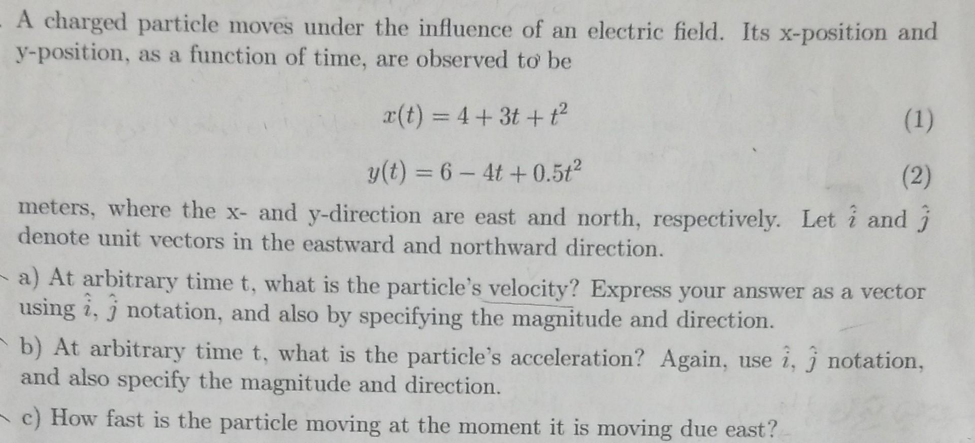 Solved A charged particle moves under the influence of an | Chegg.com