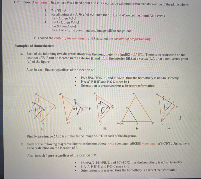 Solved 3a. Given AABC and a homothety with center P and k