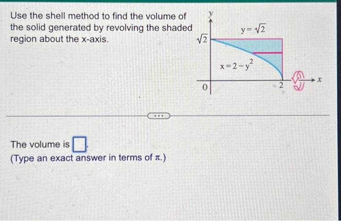 Solved Use the shell method to find the volume of the solid | Chegg.com