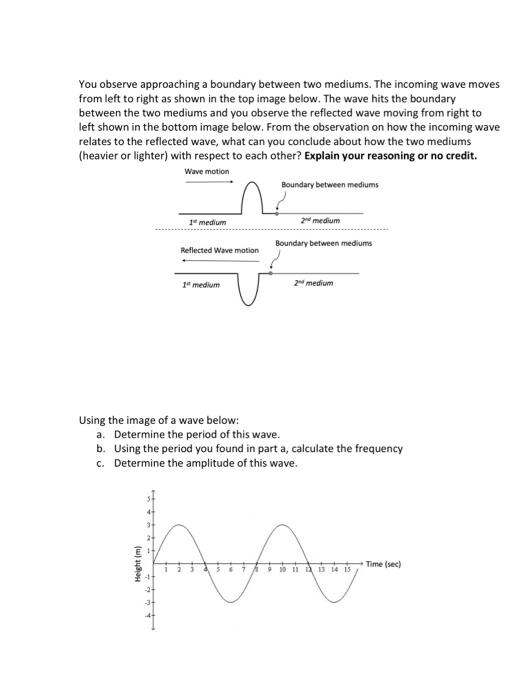 Solved You observe approaching a boundary between two | Chegg.com