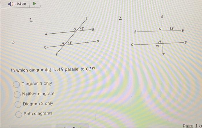 Solved In Which Diagram(s) Is AB Parallel To CD ? Diagram 1 | Chegg.com