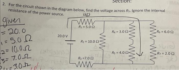 Solved ection: resistance of the power source. 2. For the | Chegg.com