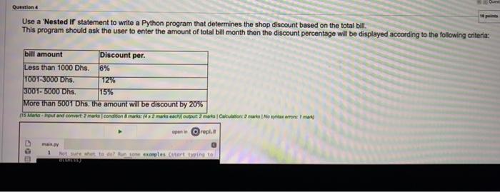Solved Question 4 Use a 'Nested if statement to write a | Chegg.com