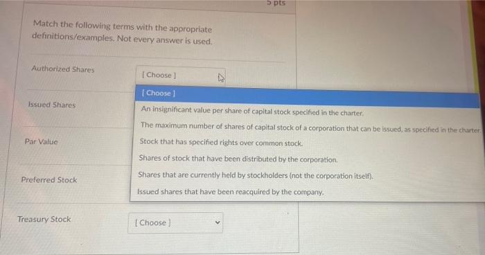 Solved pts Match the following terms with the appropriate | Chegg.com