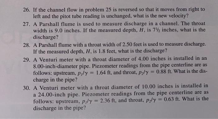 Solved 25. A pitot tube is placed in a flowing channel, as | Chegg.com