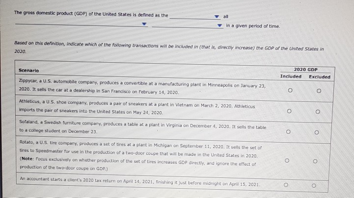 Solved The gross domestic product (GDP) of the United States | Chegg.com