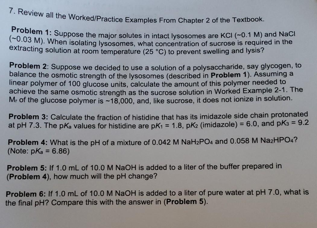 Solved this are biochemistry questions chapter 2 | Chegg.com