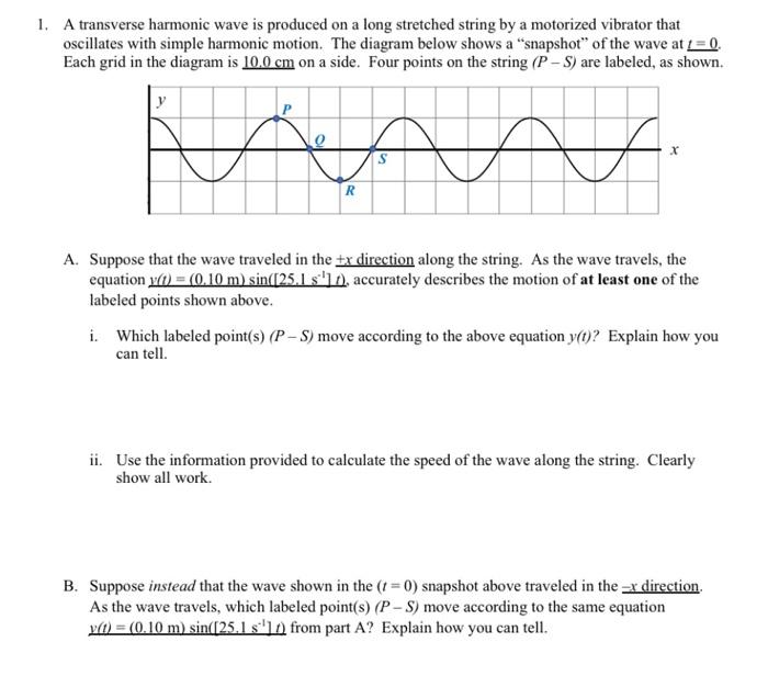 Solved 1. A transverse harmonic wave is produced on a long | Chegg.com