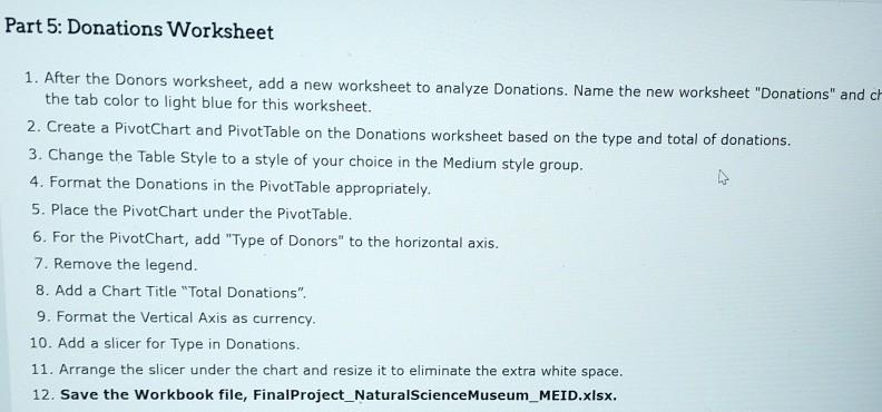 Solved Part 5: Donations WorksheetAfter the Donors | Chegg.com